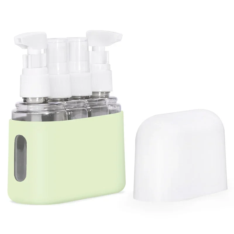 portable travel bottle set with shampoo dispenser