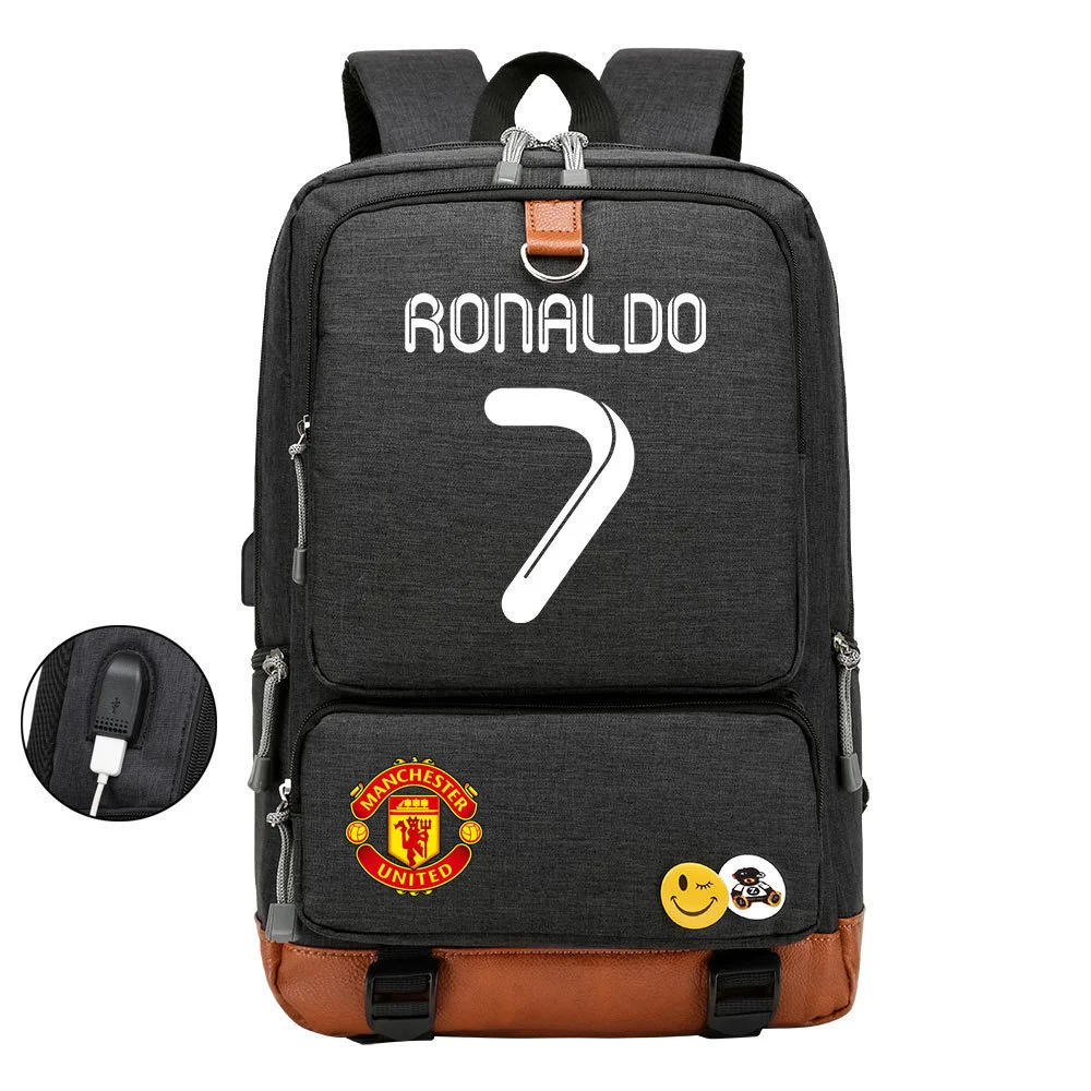 Buzzdaisy Get Sports-Ready with Cristiano Ronaldo Printed Multi-Storage Backpack w/ USB and Laptop Space
