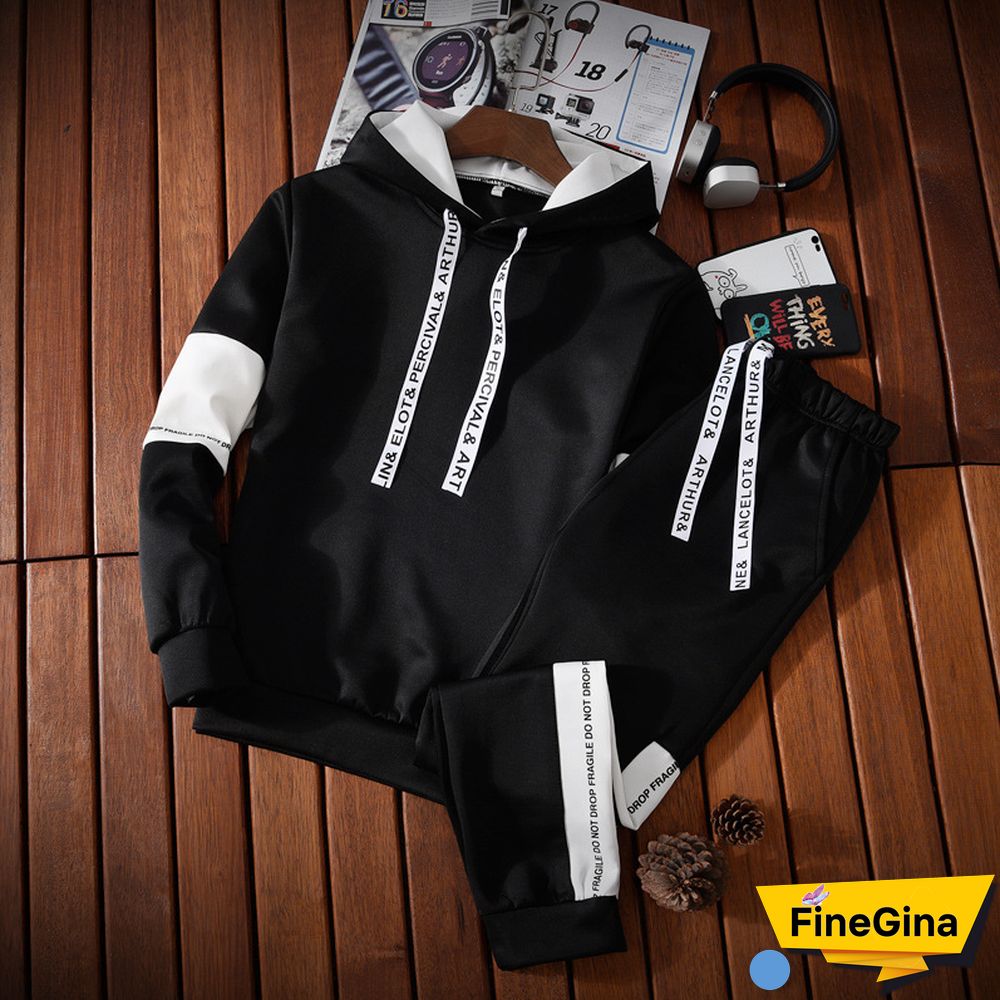 High Quality New Men's Fashion Jogging Hooded Sweatshirt Suit Pullover Sweatpants Sports Track Suit Plus Size