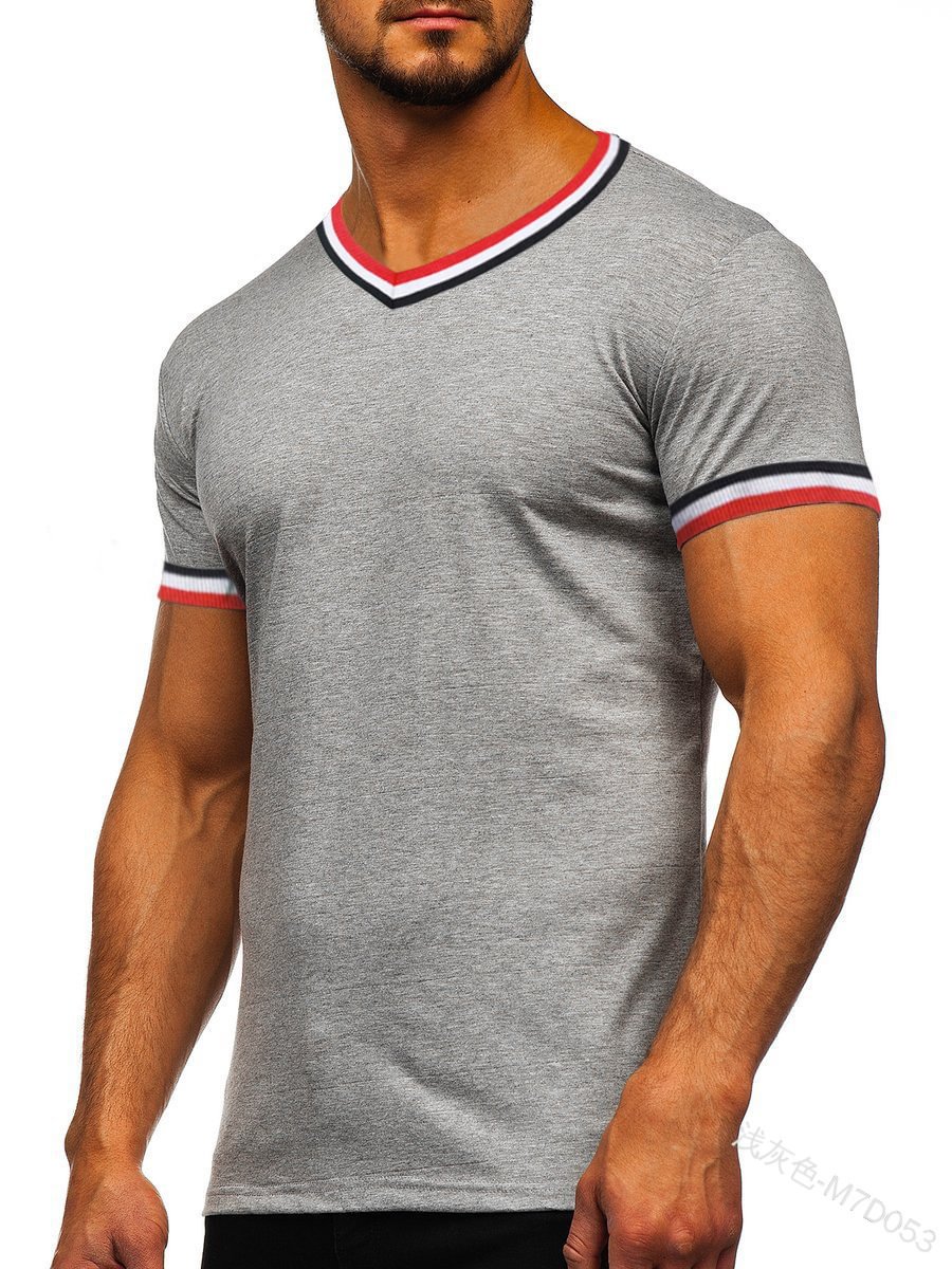 Men's Outdoor Solid Color V-Neck Casual T-Shirt