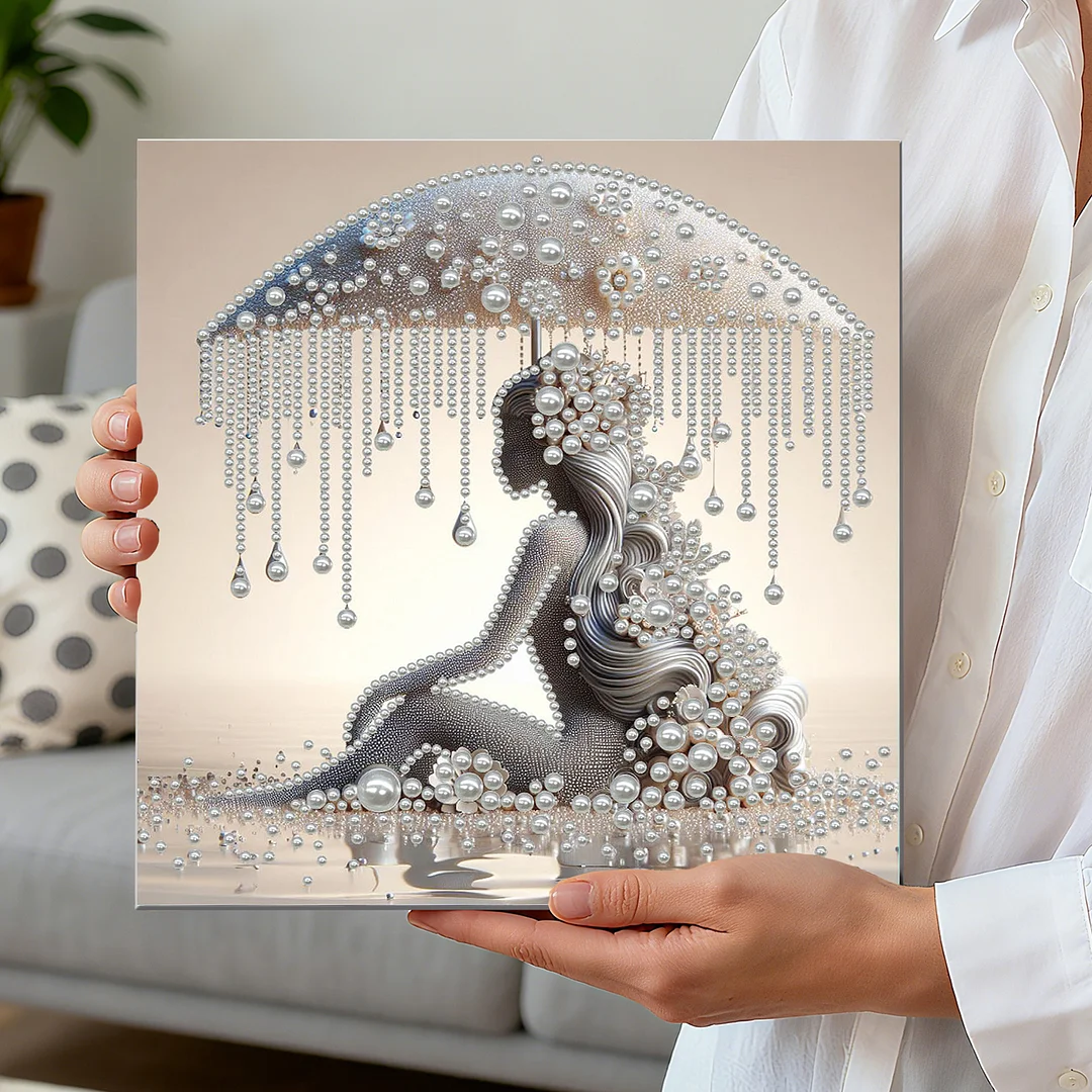 Umbrella Woman - DIY Pearl Diamond Art Kit With Frame 30*30cm