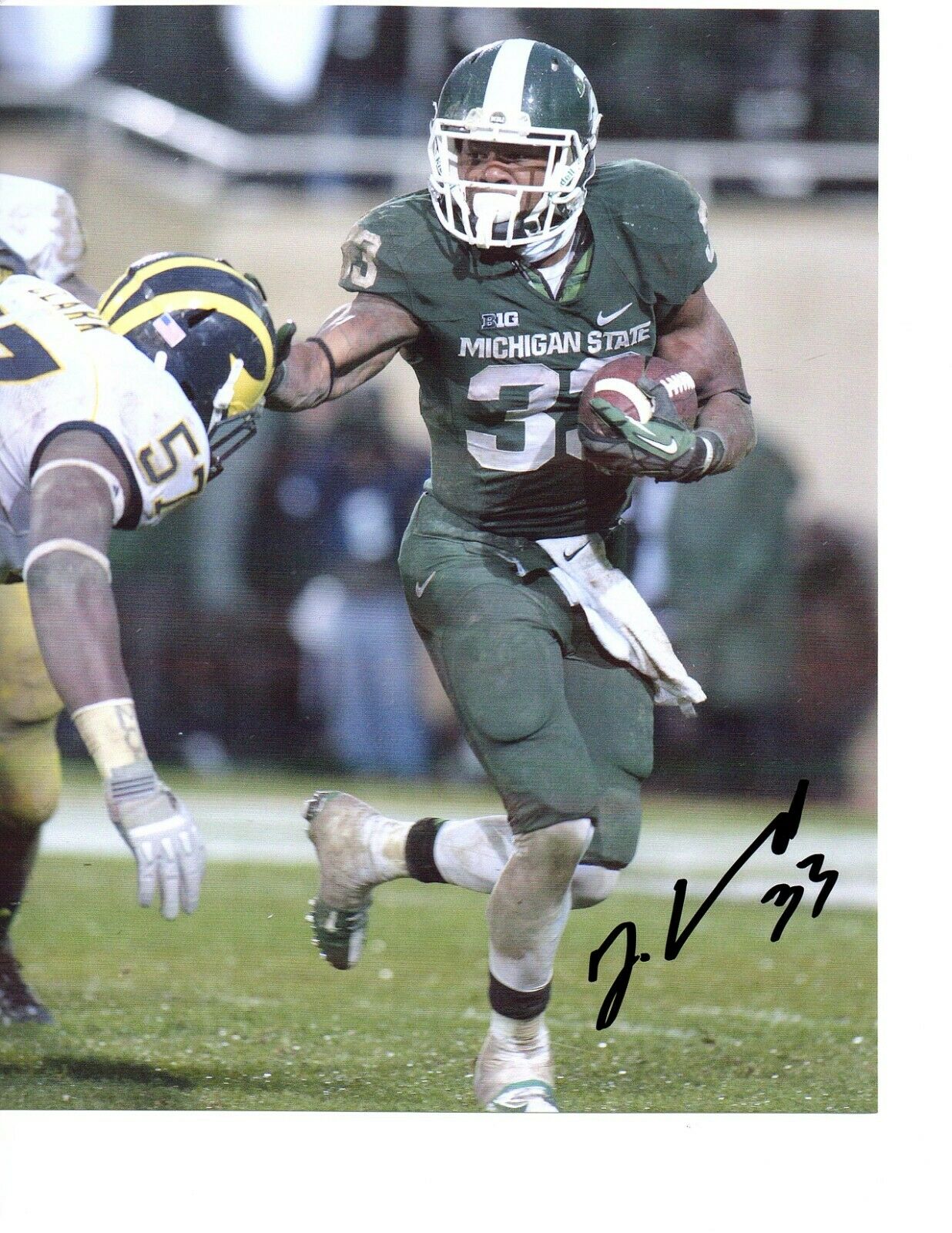 Jeremy Langford Michigan State Football Signed auto 8X10 Photo Poster painting U-M win!!