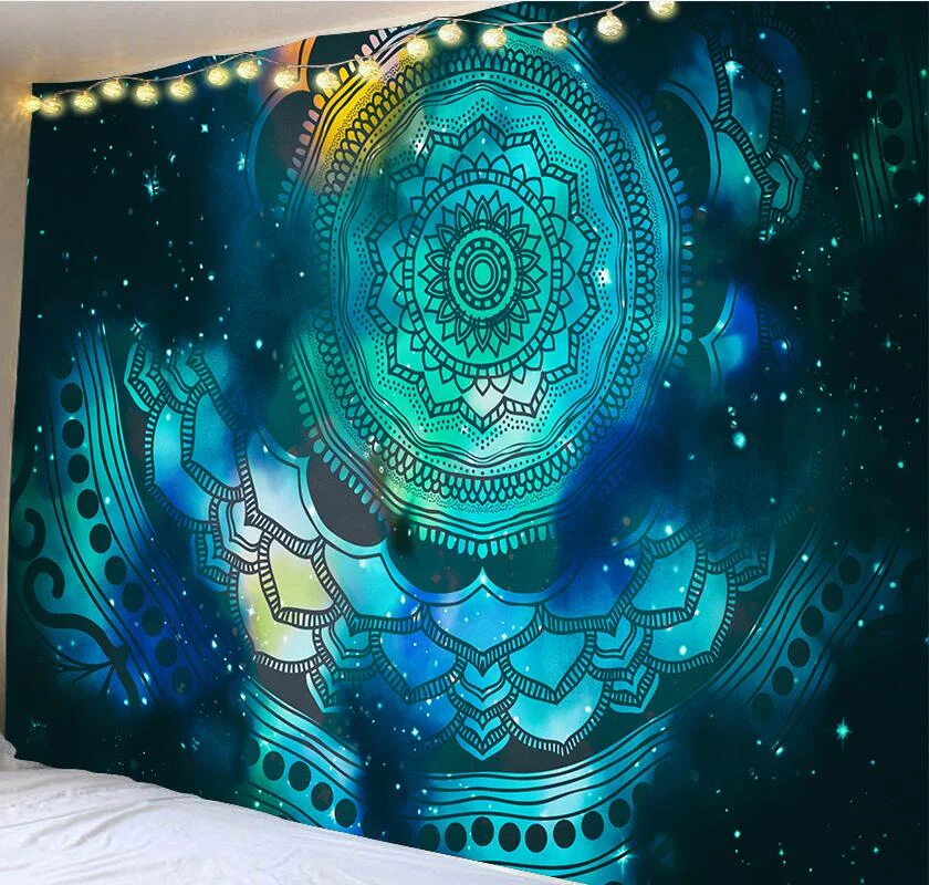 India Mandala Tapestry Wall Hanging Boho Decor Wall Cloth Tapestries Psychedelic Hippie Night Moon Tapestry Mandala Wall Carpet