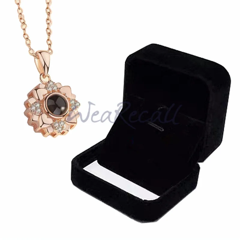 Sunflower Projector Picture Custom Personalized Photo Bar Necklace wetirmss