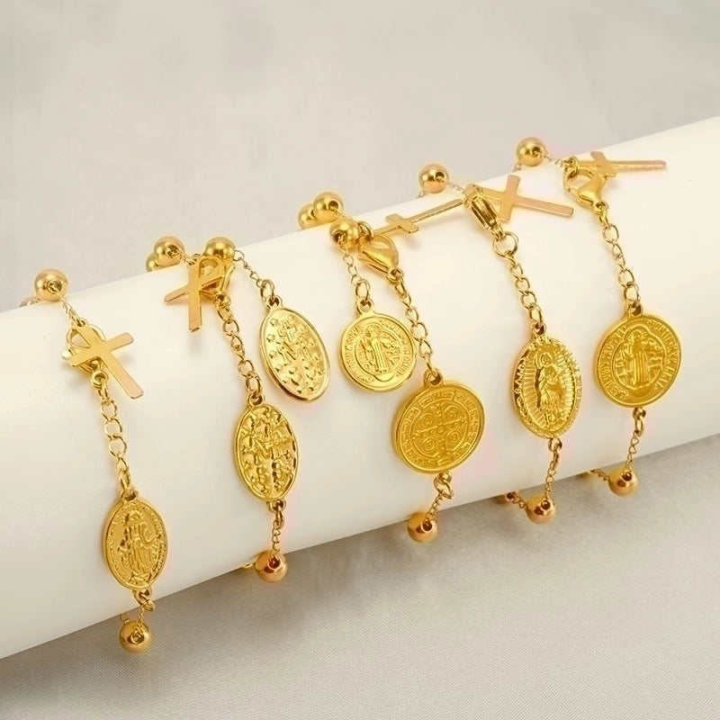 Fashion Cross Titanium Steel Plating Bracelets