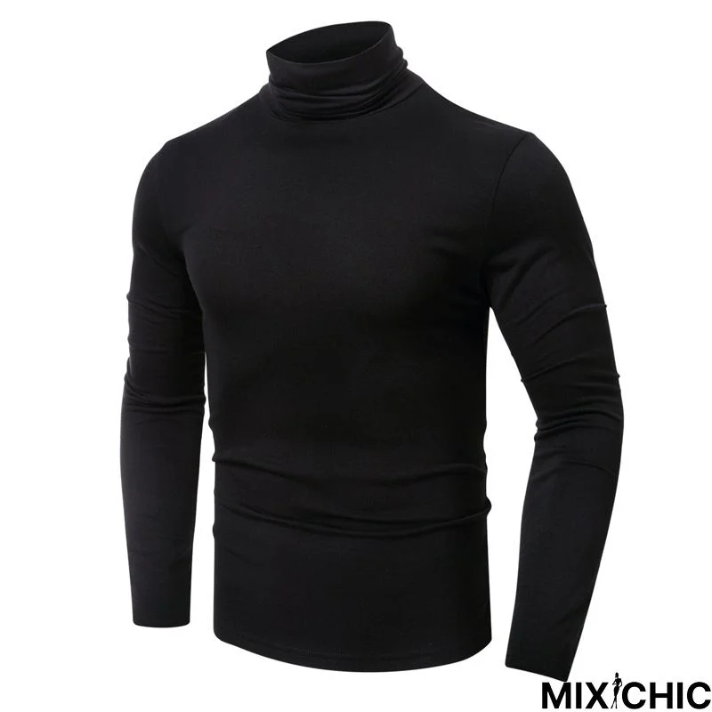 High Collar Bottom Shirt Long Sleeve T-Shirt Slim Man
