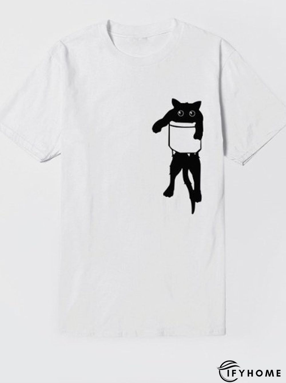 Women Casual Cat Printed Cotton Crew Neck T-shirt & Top | IFYHOME
