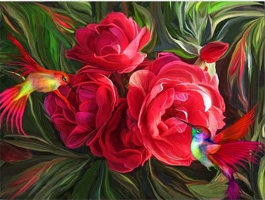 

Two Birds in Roses – Paint By Numbers - 40*50CM, 501 Original