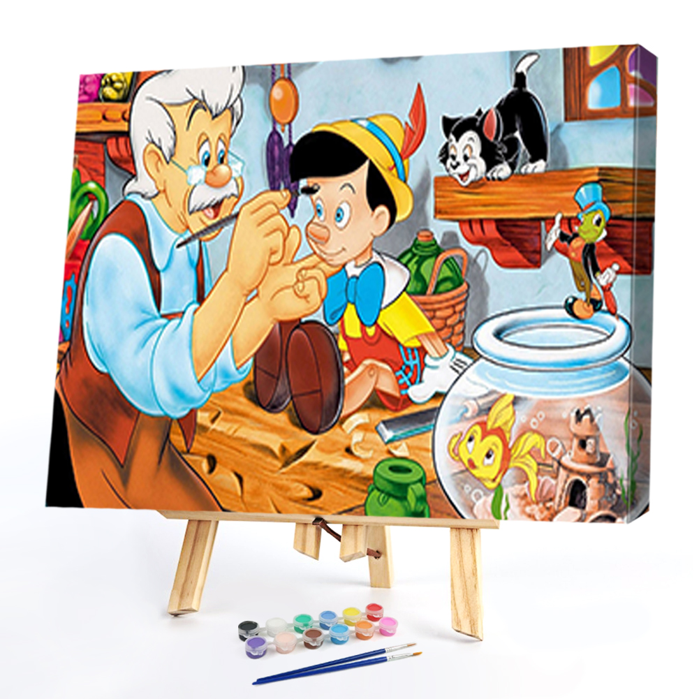 

60*40CM - Paint By Numbers - Grandpa and Pinocchio (Big Size), 501 Original