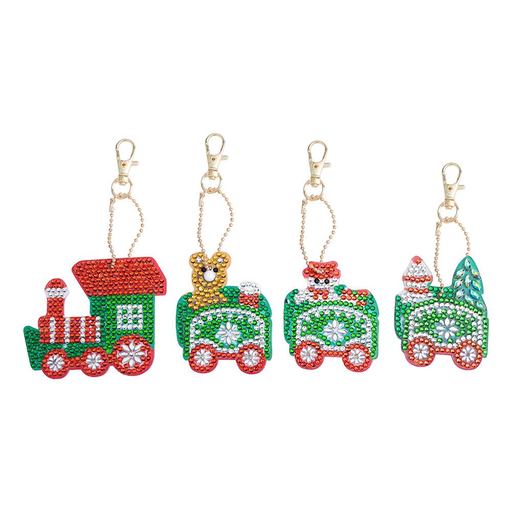 

4pcs Christmas Train-DIY Creative Diamond Keychain, 501 Original