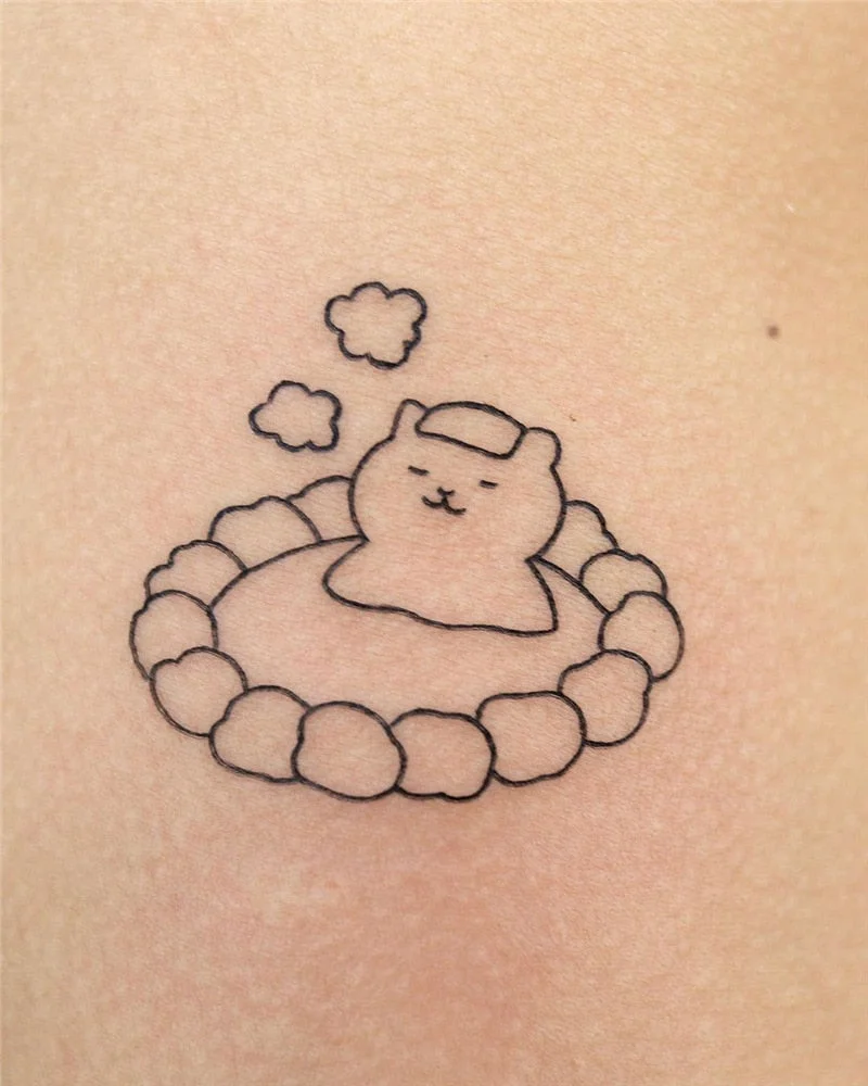 Black Cute Bear Fake Tattoo for Men Women Arm Waist Waterproof Temporary Tatto Stickers Anime Tatoos Body Art Water Transfer