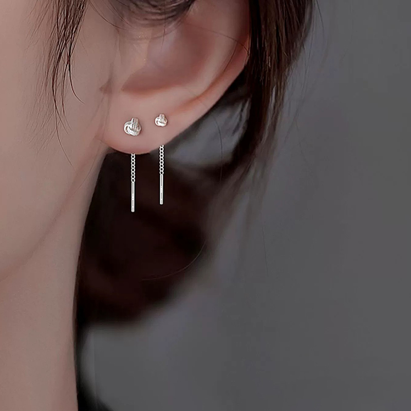 🔥50% OFF- Geometric Knot Drop Chain Earrings