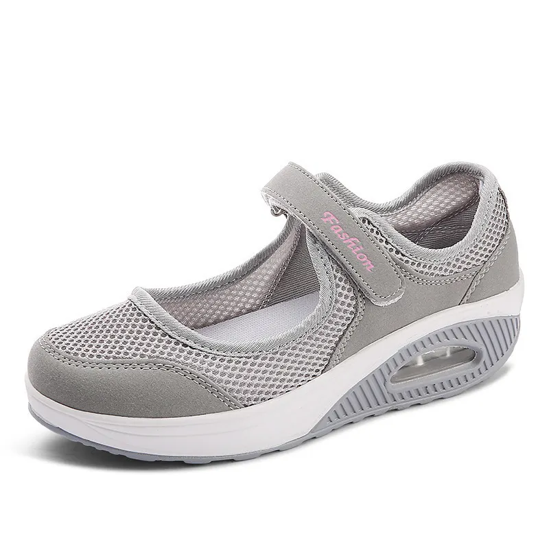 Breakj Breakj Single-Shoe Women 2025 New Air Cushion Low-Top Magic Sticker Light Single-Shoe Solid-Color Mesh Women's Shoes