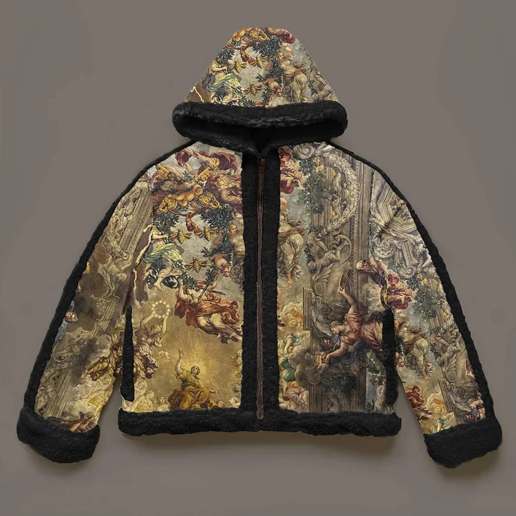 Loveciss®/ Amazing Art Renaissance Painting Shearling Hooded Coat