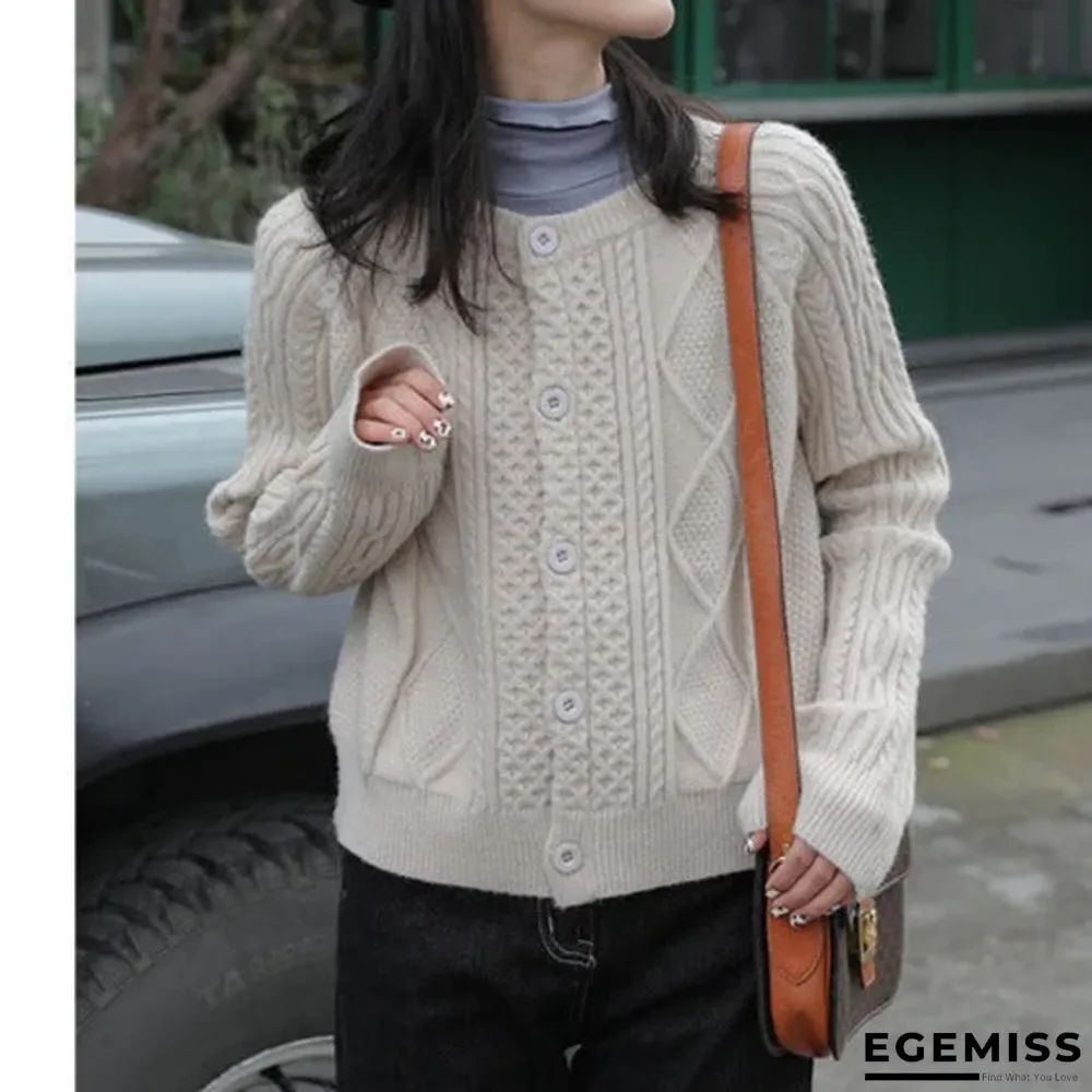 Casual Vintage Knitted Solid Sweater | EGEMISS