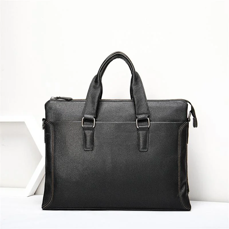 Premium Quality Leather Roomy Interior Multiple Compartment Top Zip Workbag