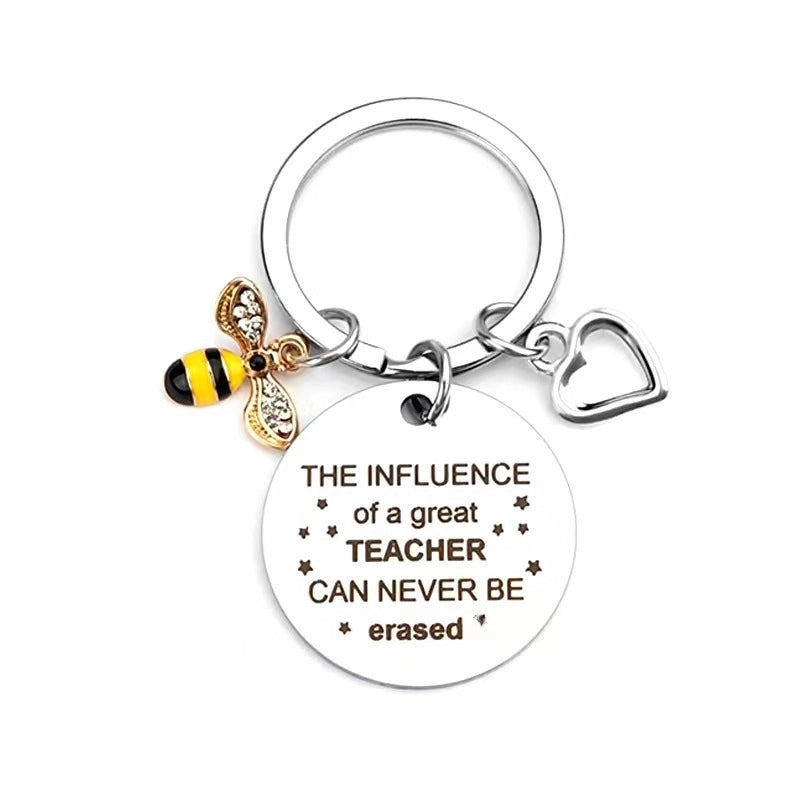 European And American Cross-border Amazon Bee Stainless Steel Keychain Christmas Valentine’s Day Gift Engraving Keychain