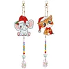 2pcs/set DIY Diamond Drawing Suncatcher Hanging Ornament Kit (Elephant Cat)