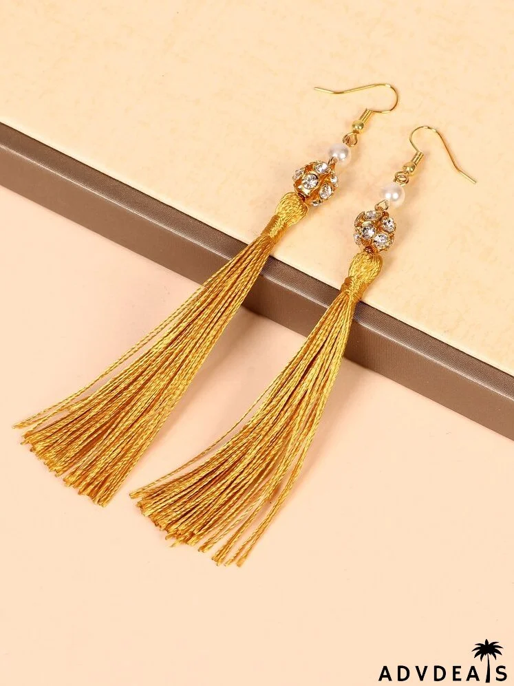 Faux Pearl & Tassel Drop Earrings