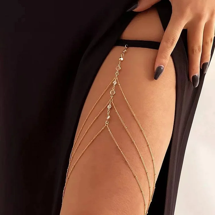 Diamond Multi-Layers Clip Bead Chain Leg Chain