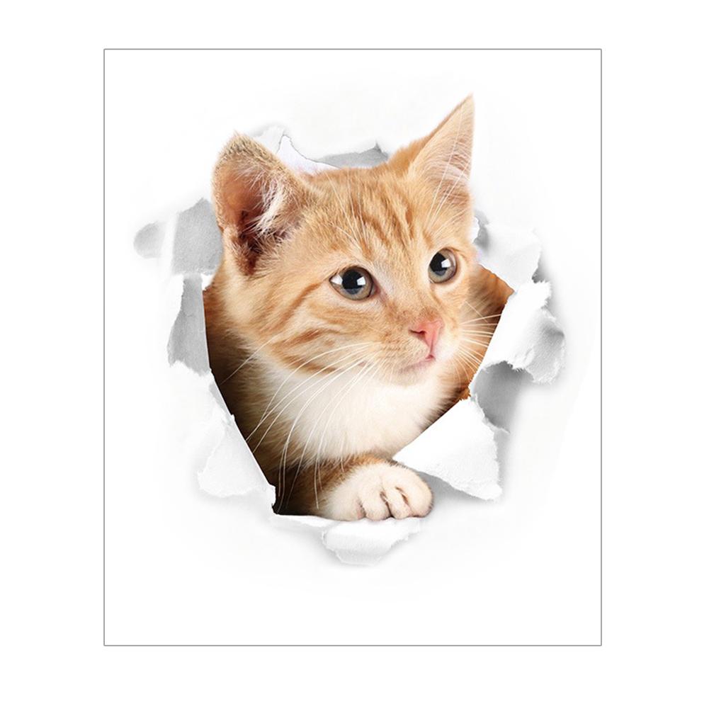 

XH2006 Cat Vivid 3D Smashed Switch Wall Sticker Bathroom Kicthen Decorative, 501 Original