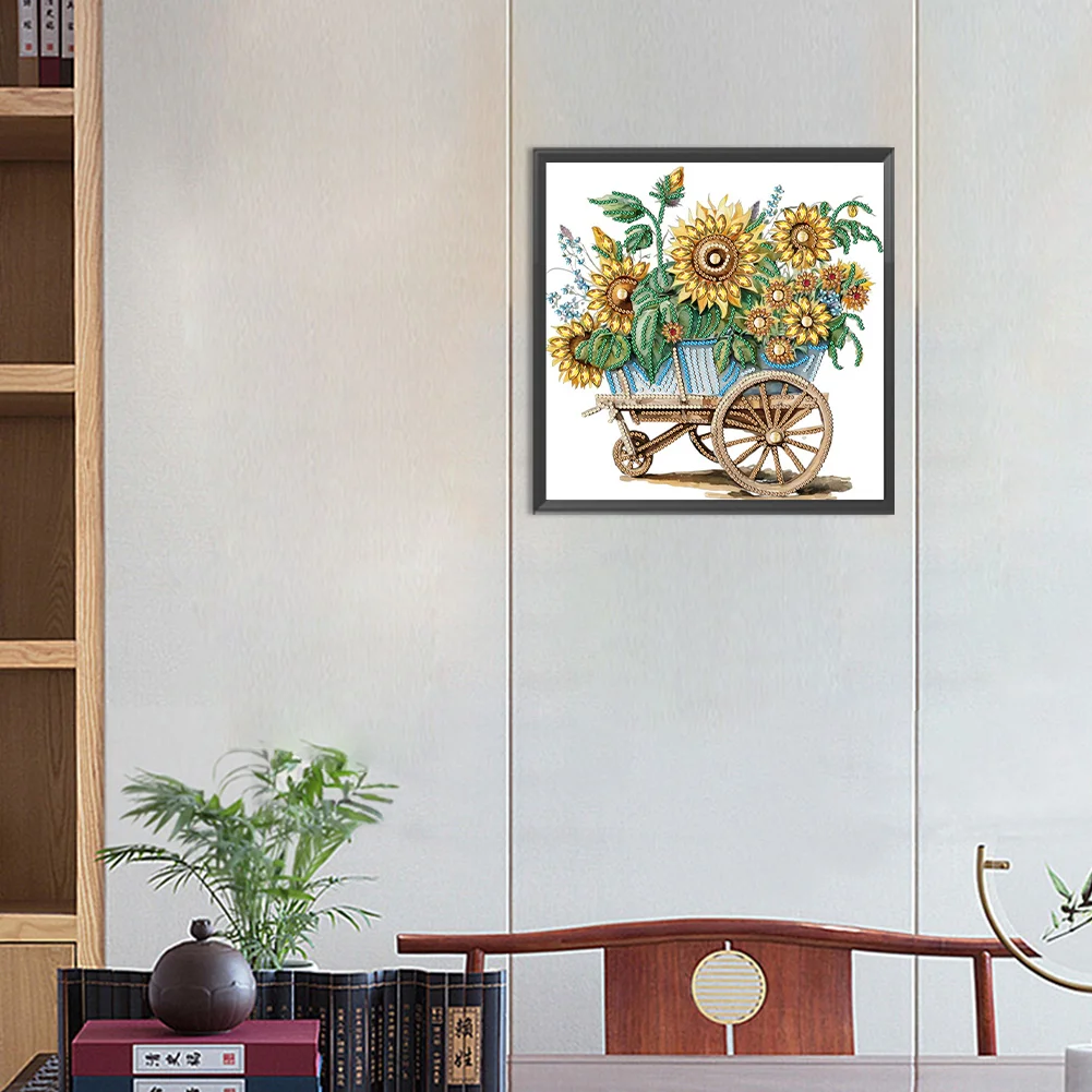 Diamond Painting - Partial Special Shaped Drill - Flower Car(Canvas|30*30cm)