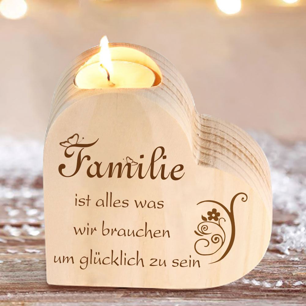 Kettenmachen Herzform KerzenhalterFamilie ist alles was wir brauchen