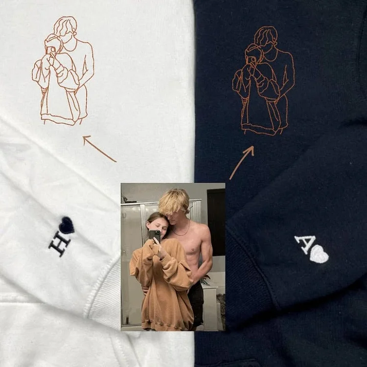 Personalized Embroidered Outline Photo Sweatshirt