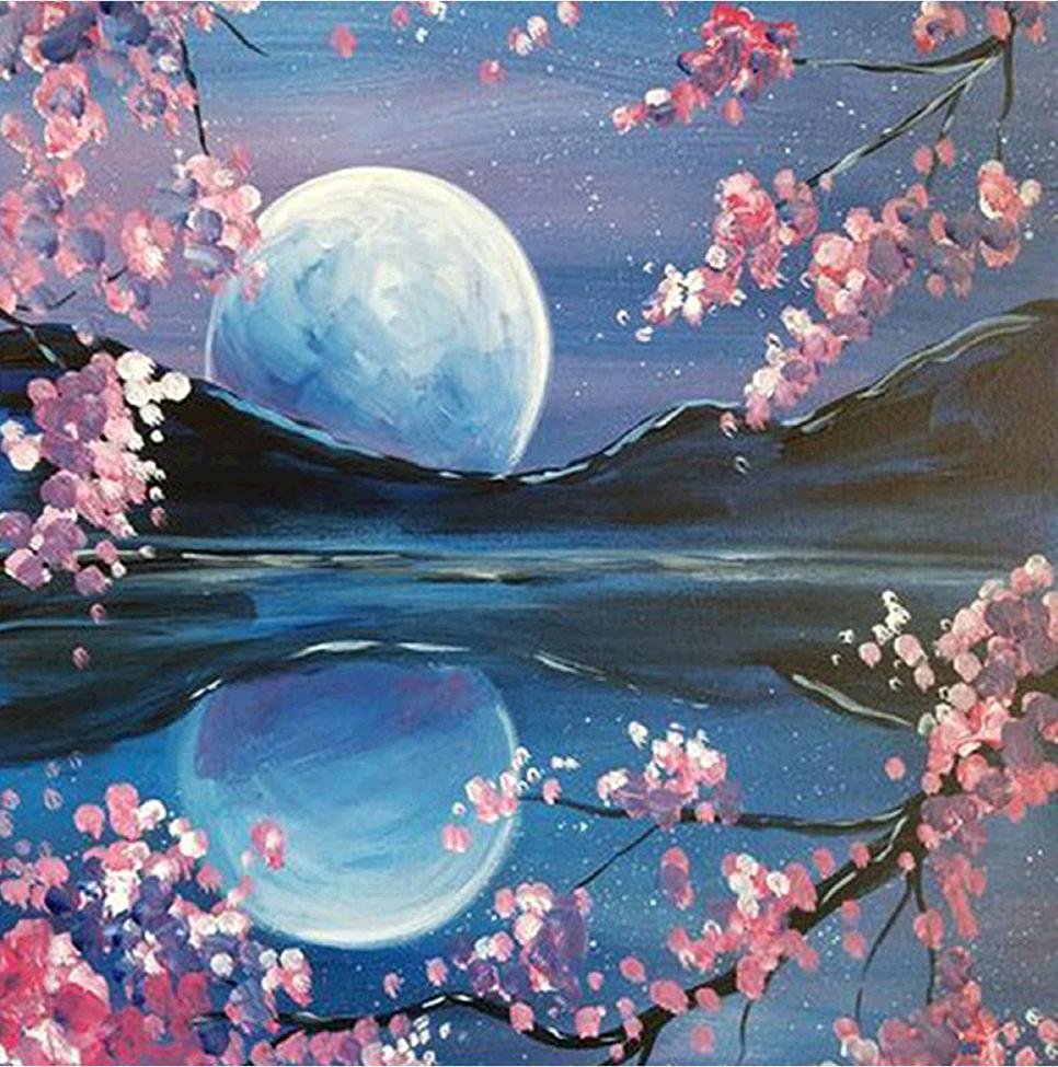 Full Round Diamond Painting Rising Moon