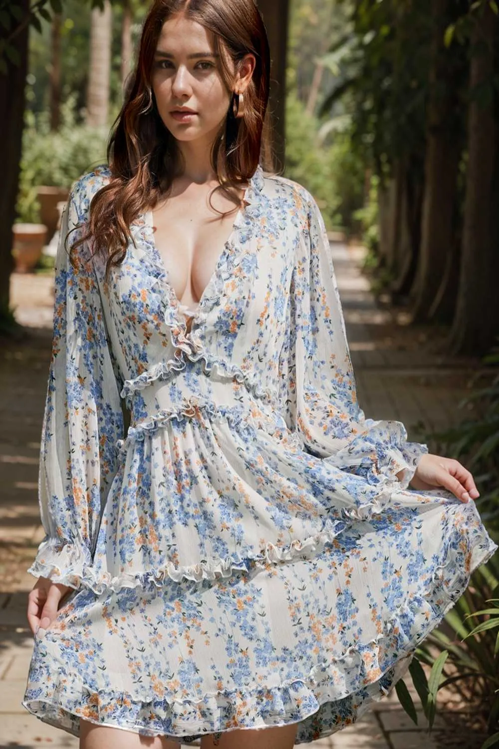 loose leopard print v neck dress drop shoulder a line closed cape paneled