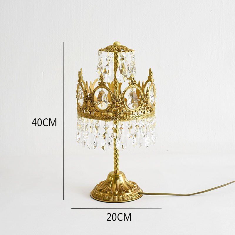Southeast Asia Vintage Copper Crystal LED Table Lamp Golden Luxury Table Light Bedside Lamp Home Art Deco Bedeoom Table Lamps