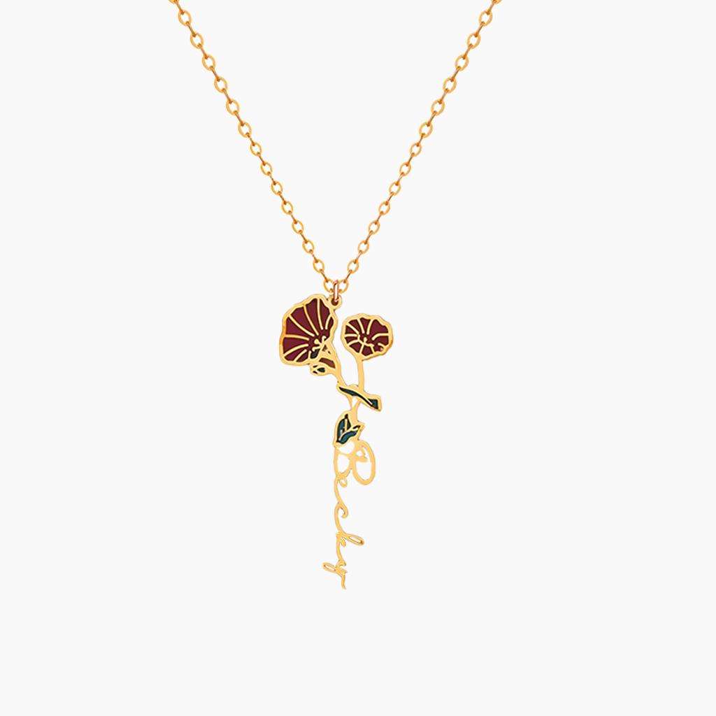 Birth Flower Name Necklace