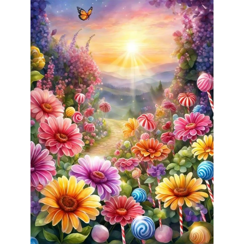 Full Drill Round Diamond Painting - Flowers - 30*40CM