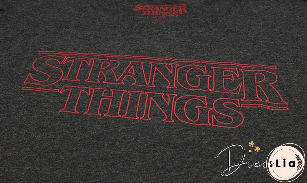 Stranger Things Men's Shirt - Officially Licensed Logo Heather T-Shirt Top