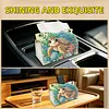 Diamond Art Painting Decorative Paper Napkin Dispenser Wear Resist Handmade Household Container Multifunction Rhinestone PU Tissue Holder Kit for Adults Home Office Gift (Cute Underwater Turtle)