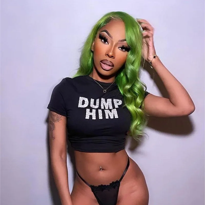 Uveng Uveng Women's Summer New Street Wearing Round Neck Short Letter Print Short T-Shirt