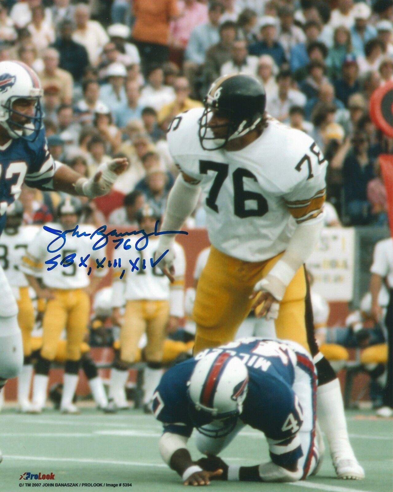 Signed 8x10 JOHN BANASZAK 3X SBC Pittsburgh steelers Photo Poster painting w/ Show Ticket