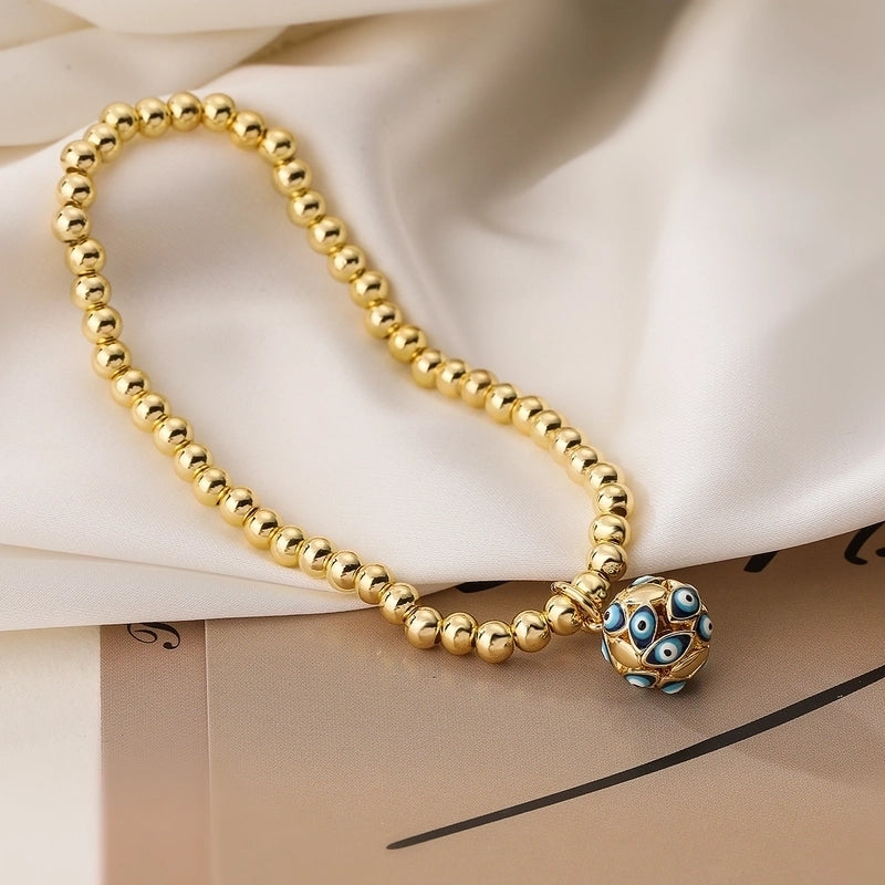 Vintage Style Minimalist Devil’s Eye Copper Enamel Plating 18k Gold Plated Bracelets