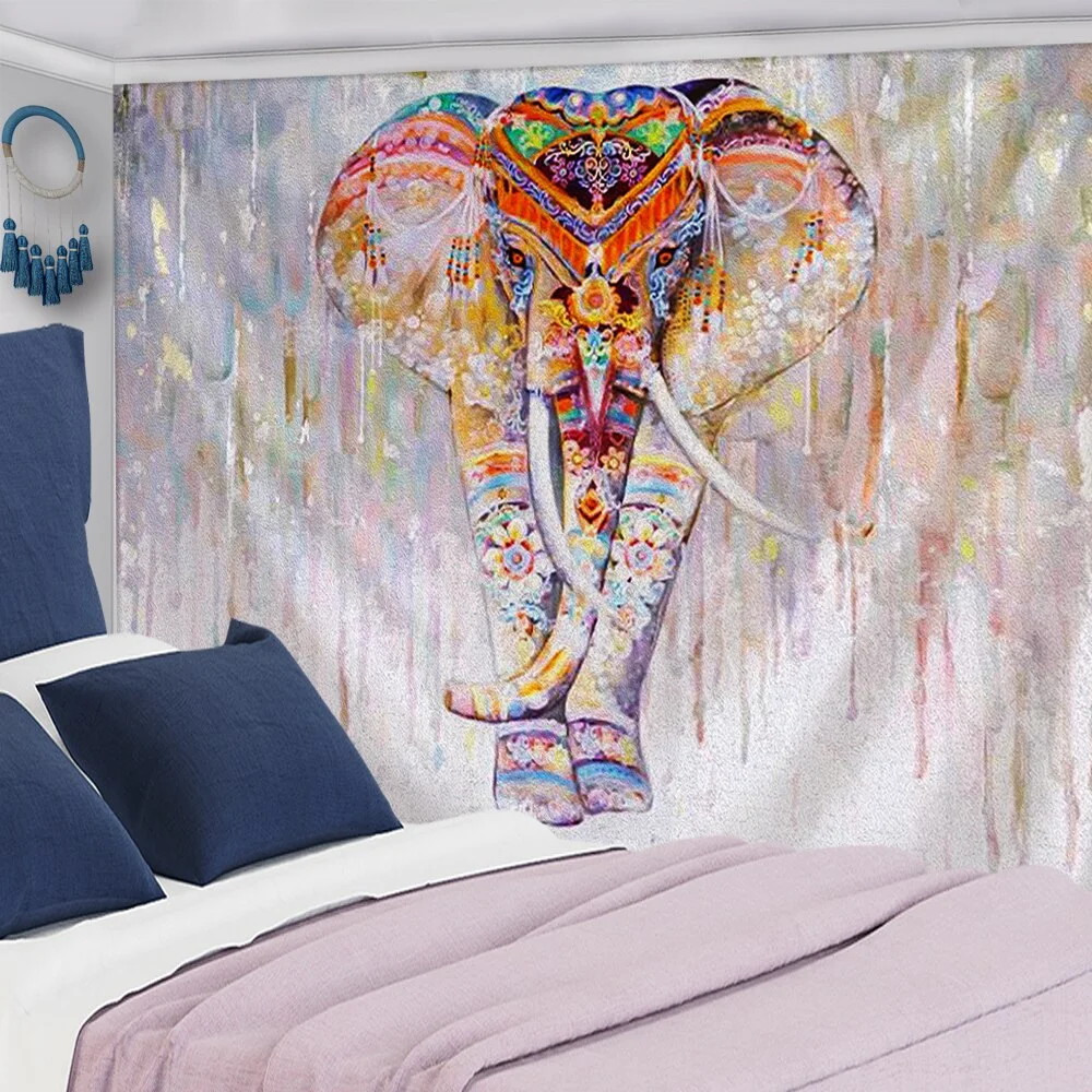 Mandala Elephant Tapestry Wall Hanging Bohemian Sandy Beach Picnic Throw Rug Blanket Camping Tent Travel Sleeping Pad