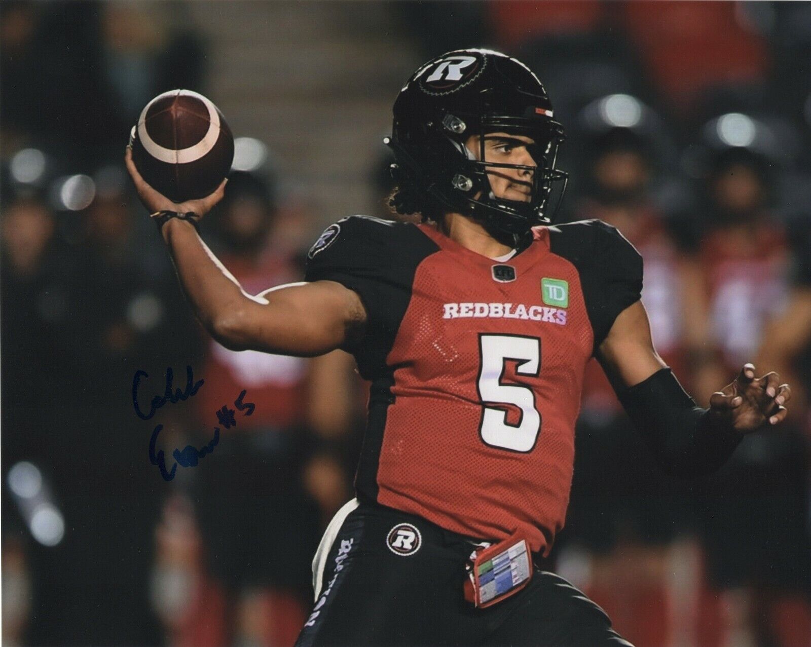 CALEB EVANS SIGNED AUTOGRAPH OTTAWA REDBLACKS CFL 8X10 Photo Poster painting PROOF