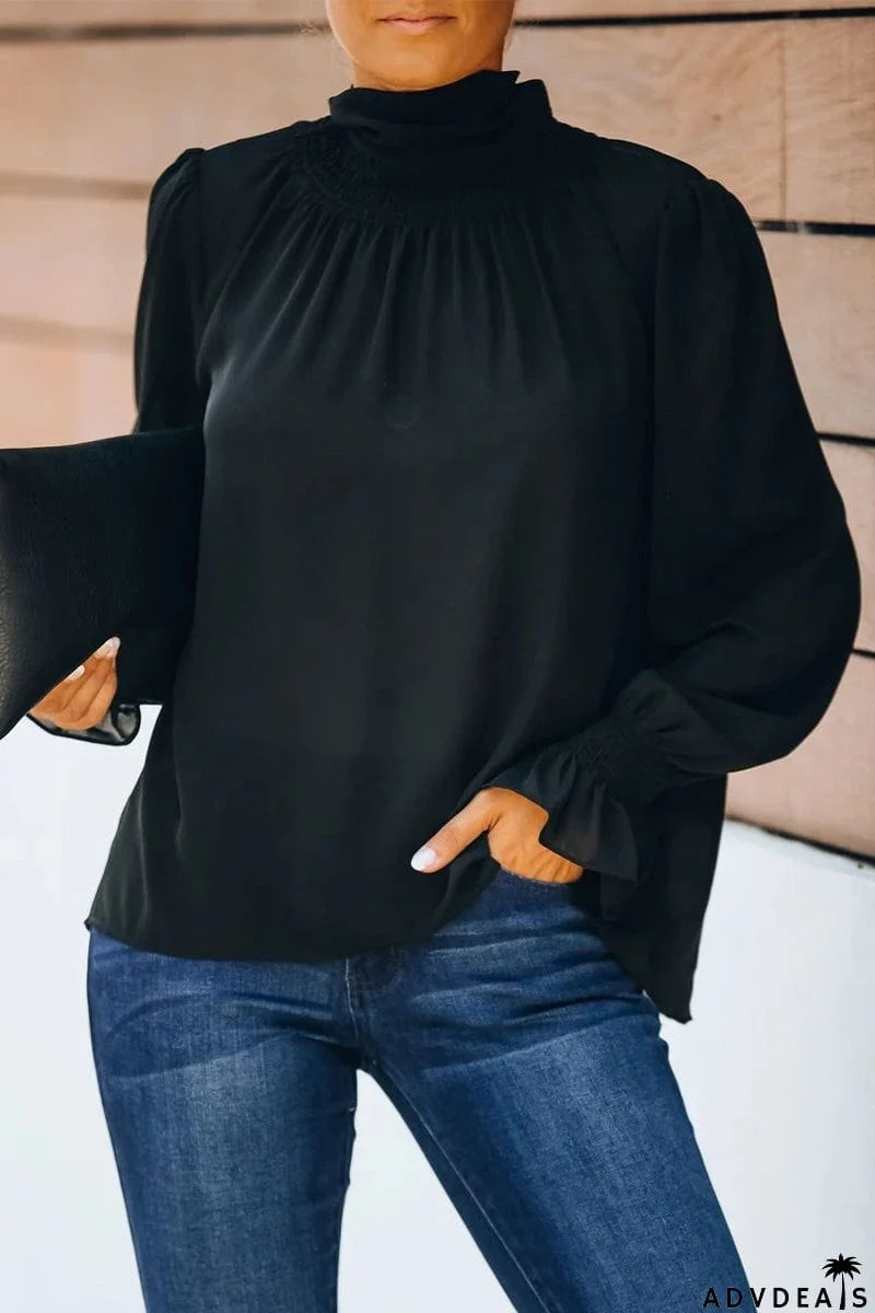 Casual Solid Solid Color Turtleneck Tops