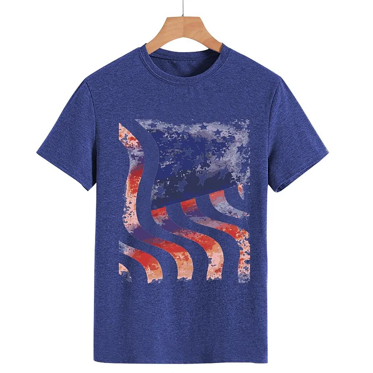 USA Flag Round Neck T-shirt-018147