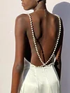 Pearl Backless Split-Side Maxi Dress