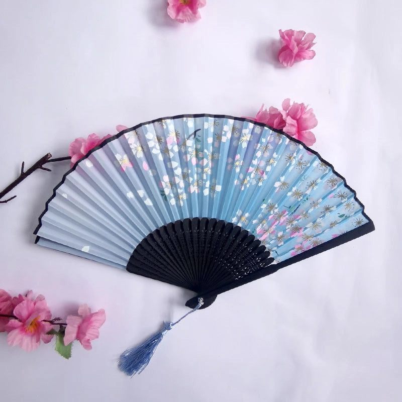 3 Pieces Ancient Style Folding Fan Female Classical Tassel Silk Fan Chinese Style Small Fan Portable Dance Craft National Fashion Fan Student Fan