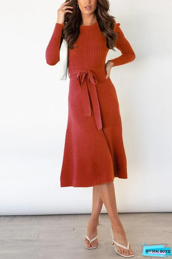 Bubble Long-sleeved Knitted Mid-length Dress
