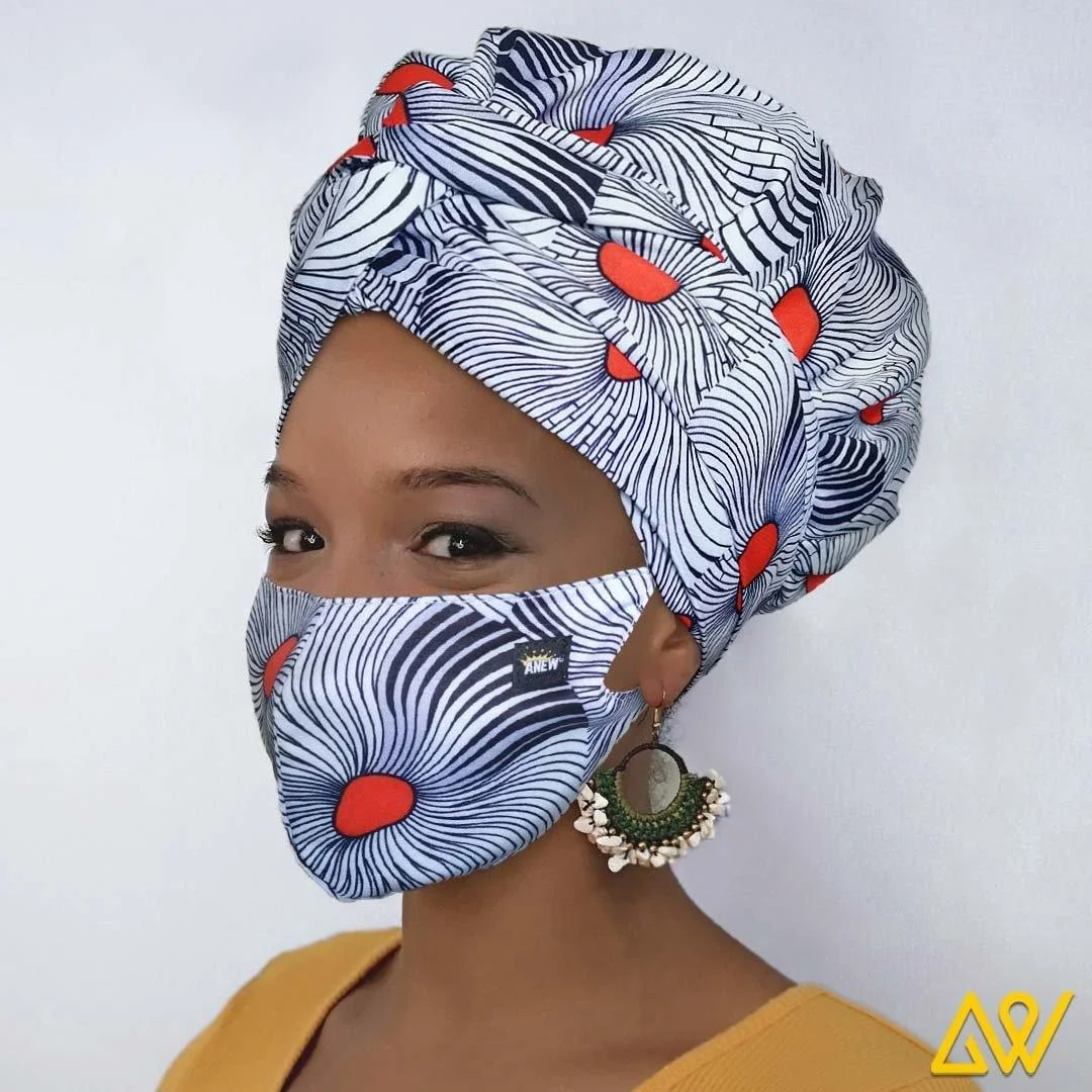 Button Version Head Wrap With Satin-Lined Face Cover-AW1963+