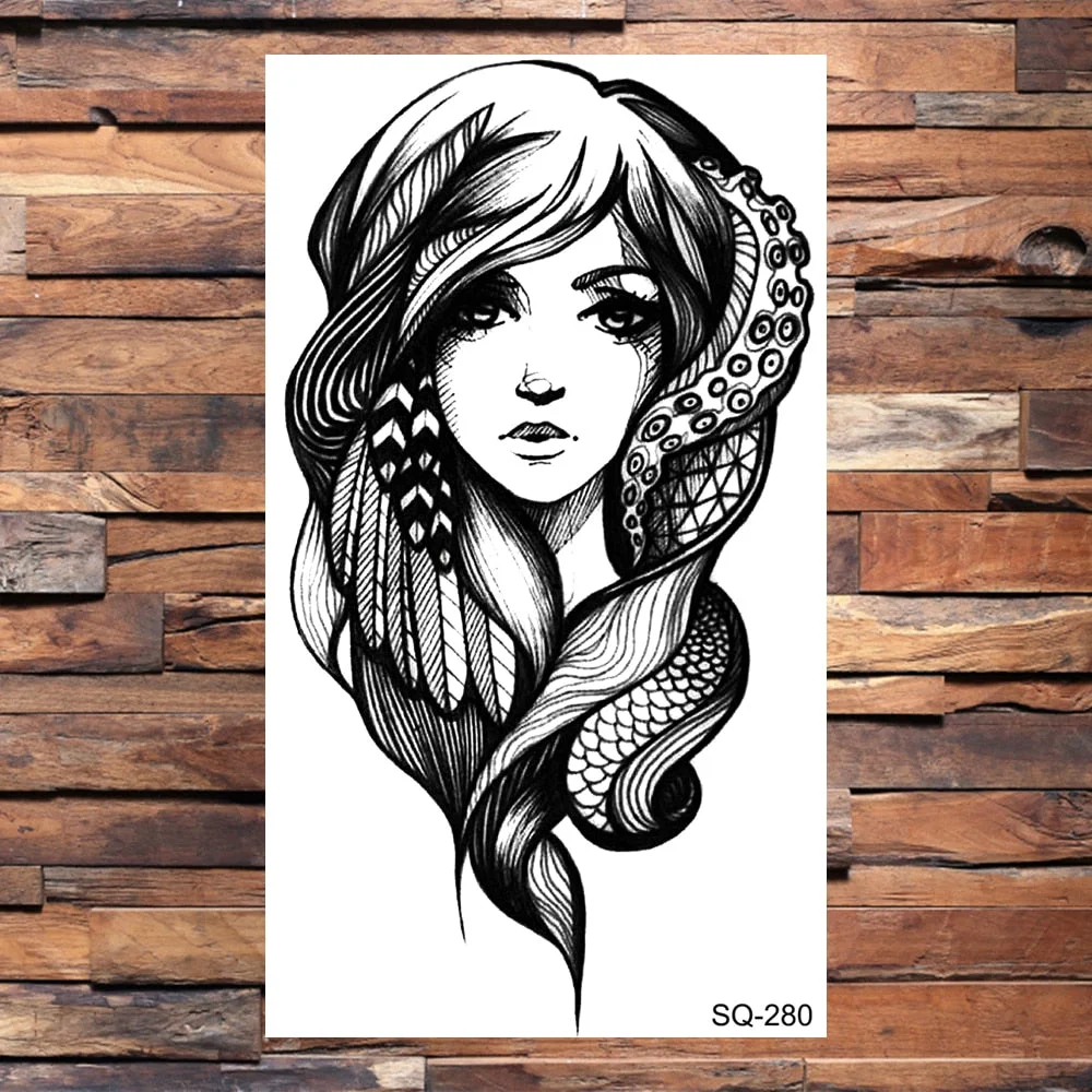 Skull Temporary Tattoos For Adults Men Realistic Tiger Lion Forest Praying Tatoos Vampire Snake Fake Tattoo Sticker Body Leg