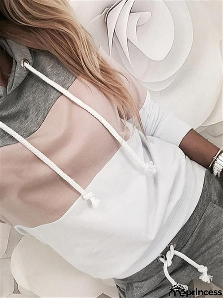 Contrasting Tracksuit Sets Drawstring Hooded Sweatshirt + Pocket Sweatpants