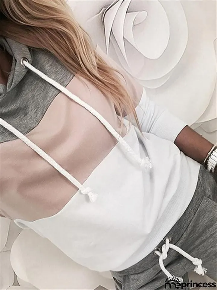 Contrasting Tracksuit Sets Drawstring Hooded Sweatshirt + Pocket Sweatpants