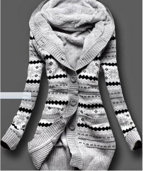 Fashion Women Cashmere Knitted Long Sleeve Jacket Cardigan Hooded Thickening Coat Plus Size - Shop Trendy Women's Fashion | TeeYours